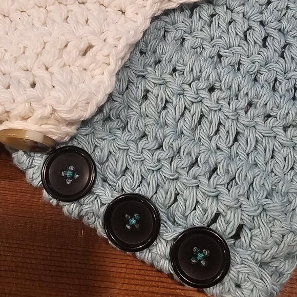 Pair of Hand Knit Cotton Baby Rompers - Picture 5 of 8